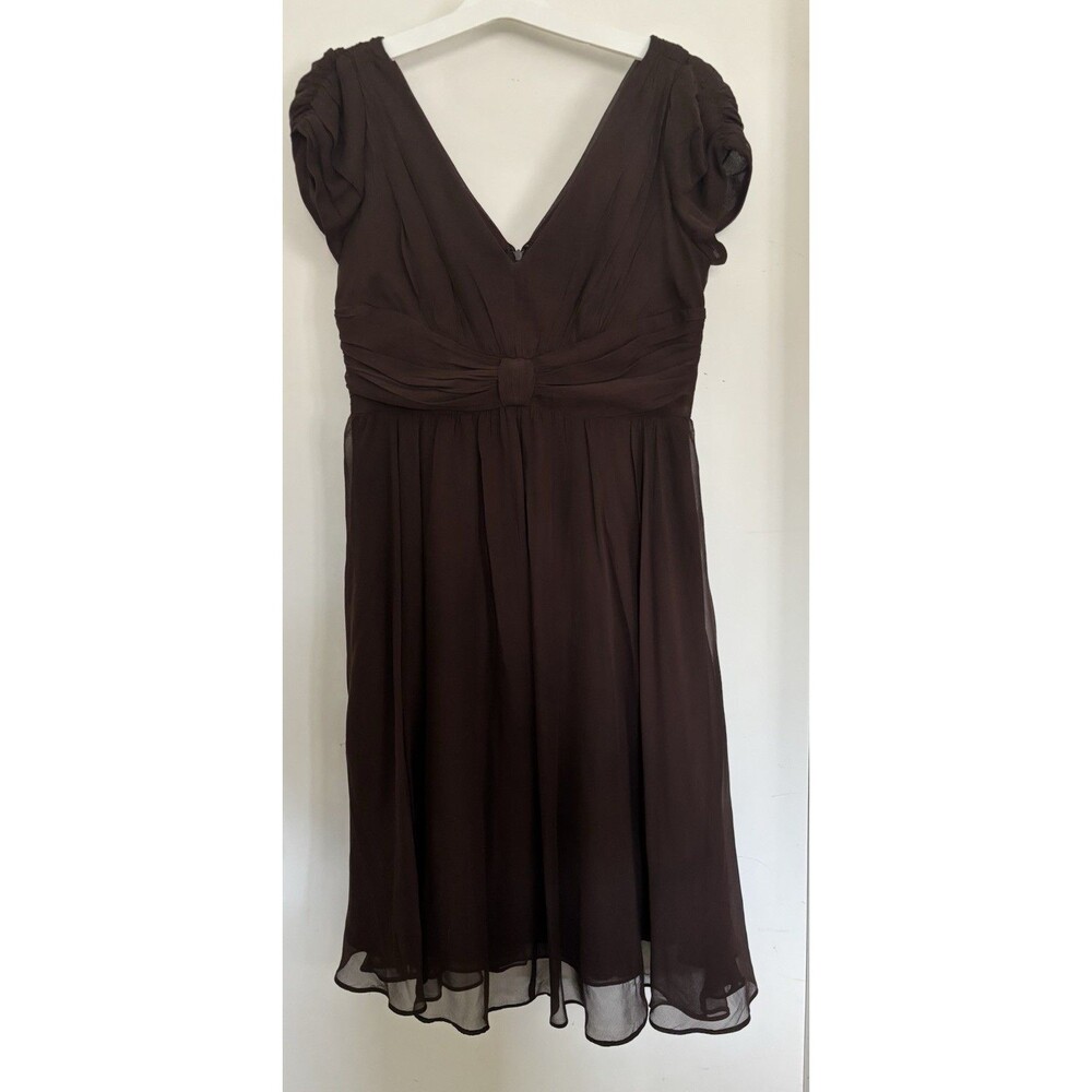 Ivy & Blu For Maggie Boutique Brown Silk Dress 10P NWOT